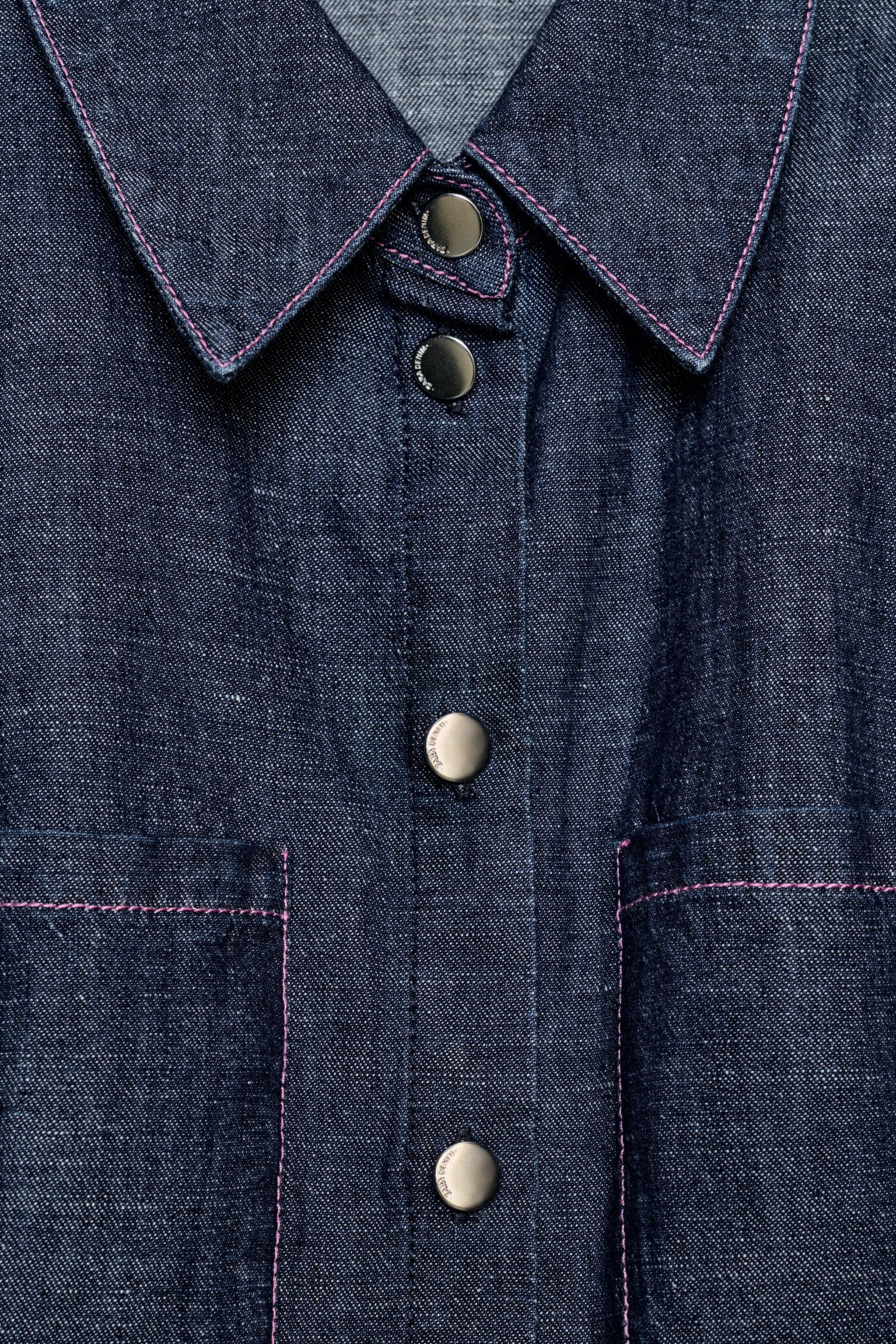 CHEMISE PEPLUM AVEC ÉPAULETTES ET LIN